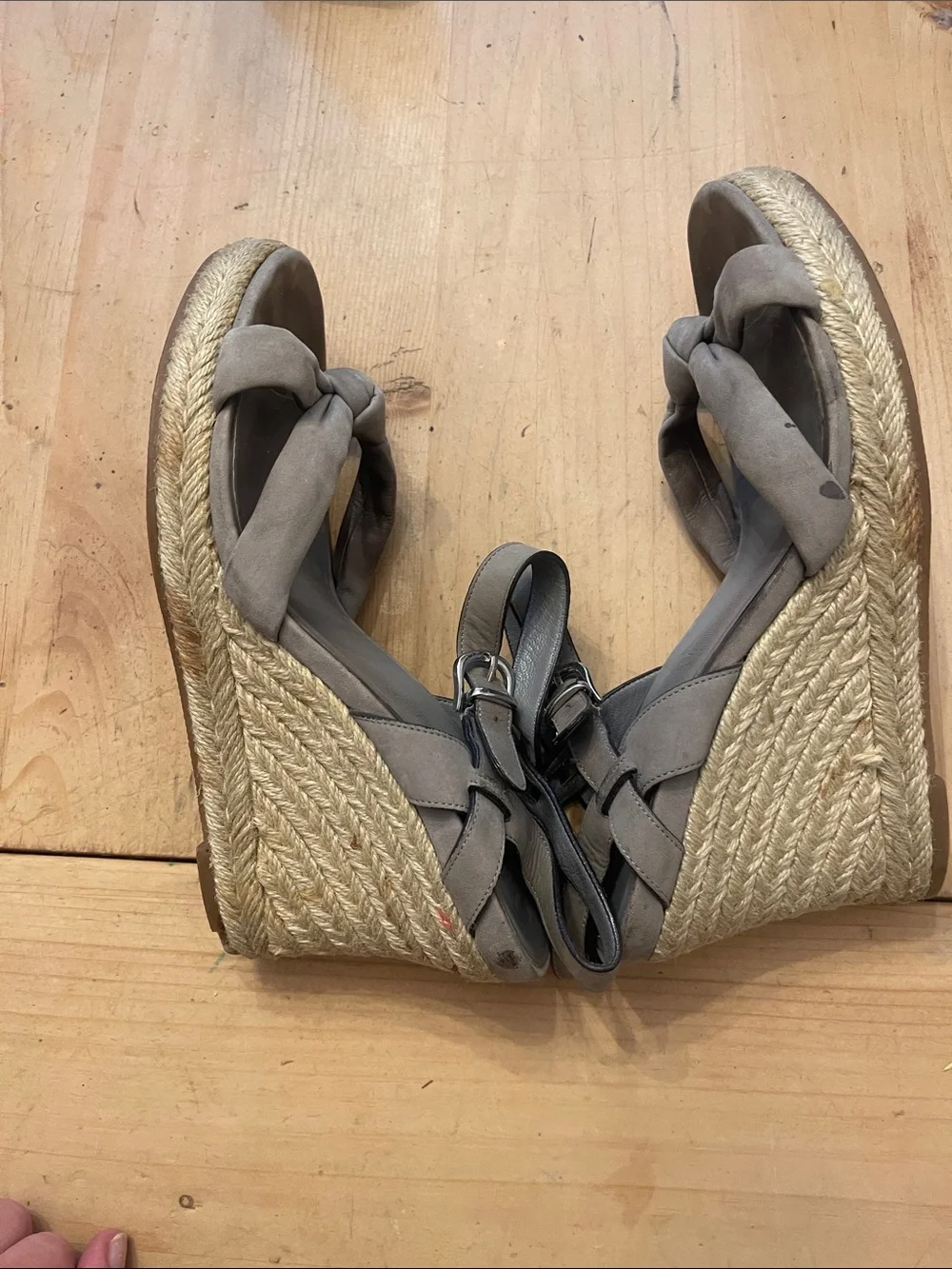 Cole Haan Taupe Knot Espadrille Wedge Sandals